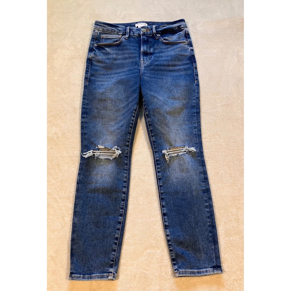 Good American Good Legs Jeans Womens 6-12 Blue Distressed Skinny High Rise
